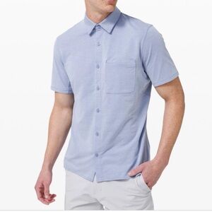 Lululemon Commission Blue Short Sleeve Button Down Shirt Size S